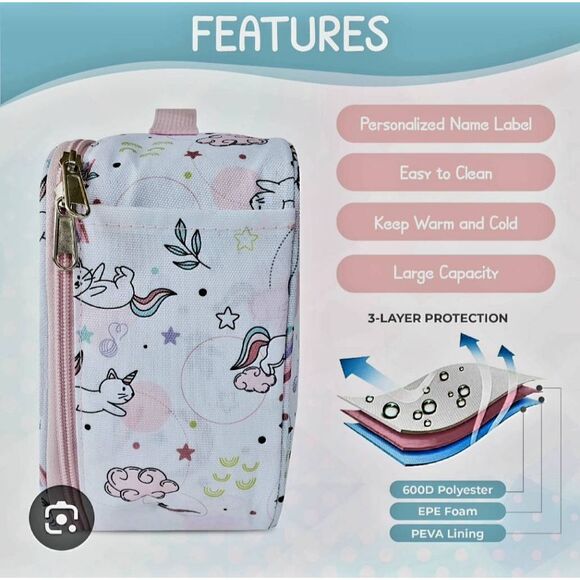 NEW IN PACKAGE BRAINYBEAN KIDS INSULARED LUNCH BAG CATICORN - Picture 9 of 9